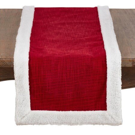 SARO LIFESTYLE Christmas Table Runner With White Sherpa Bordering